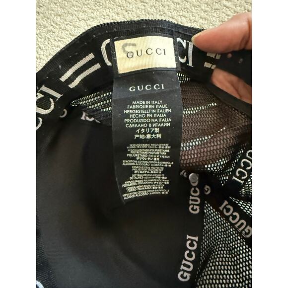 Gucci Black GG Imprime Leather Cap Interlocking GG Web Stripe Hat Luxury Regency main image 7